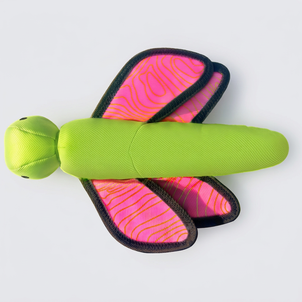 Green flying toy overhead view