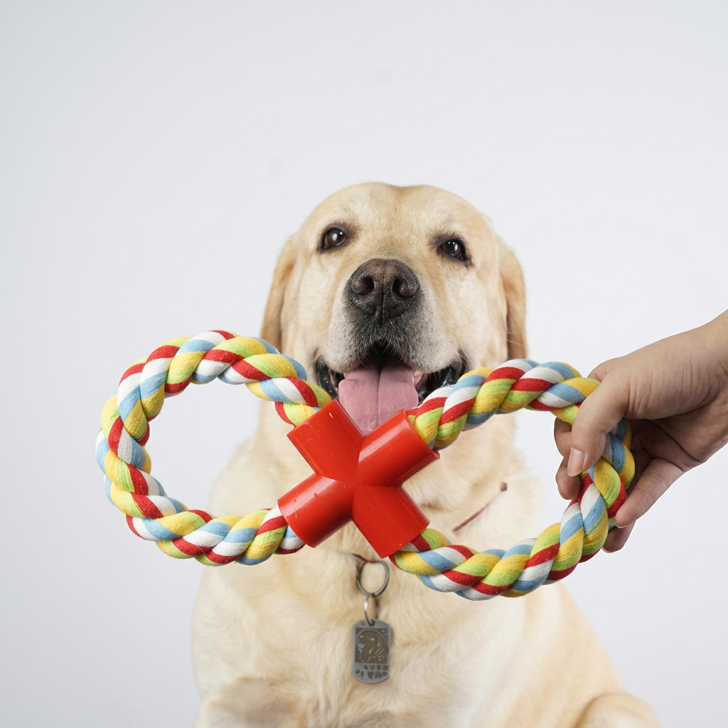 Horizontal toy view with dog